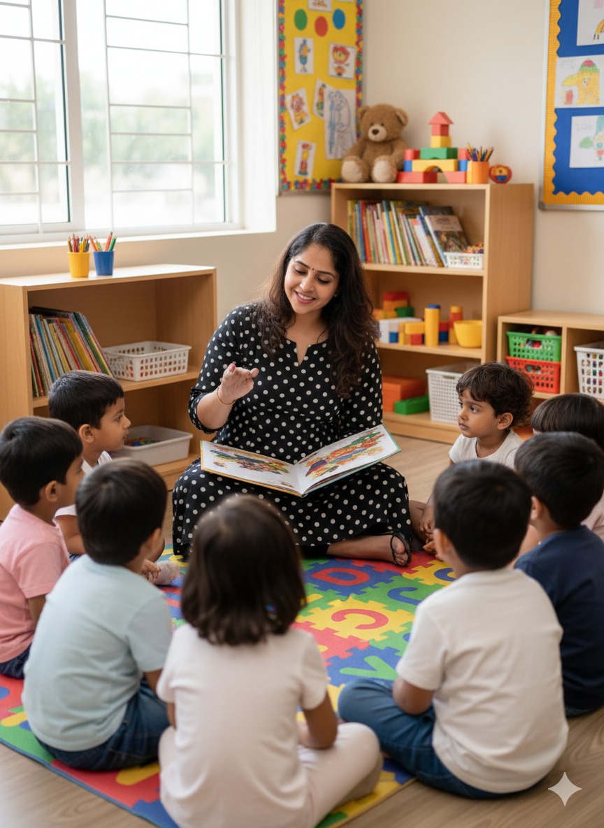Teacher with children